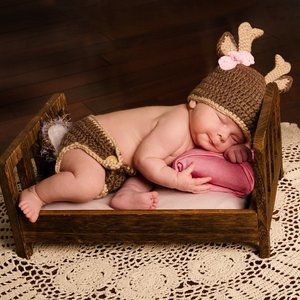 Baby Deer Doe hat & diaper cover - Newborn Girl